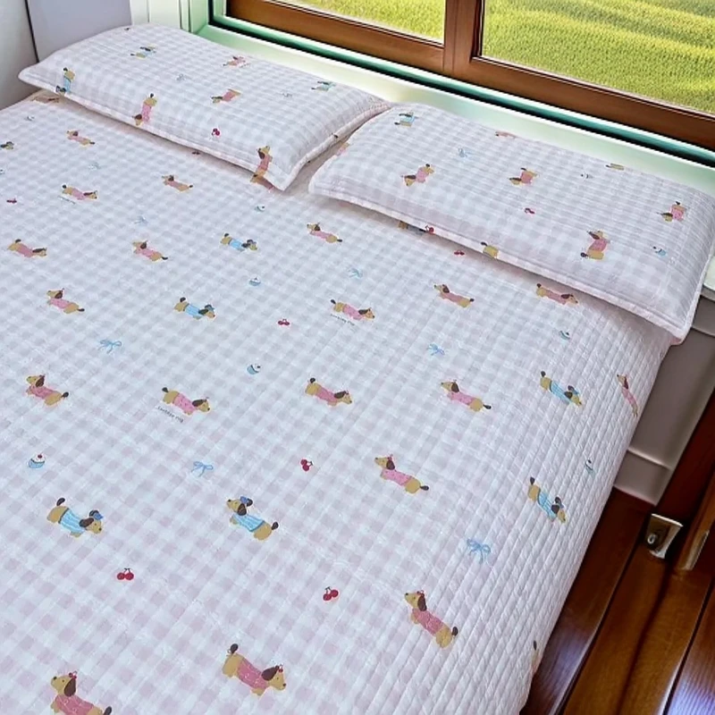 【粉肠狗】四季通用A类双面加厚绗缝柔软防滑水洗床盖榻榻米