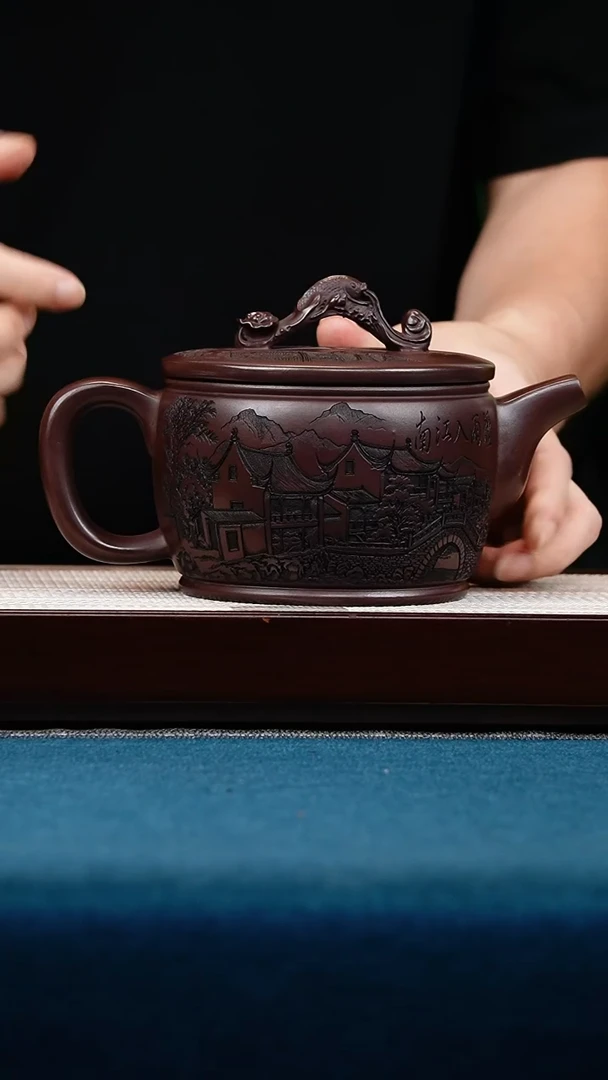 茶壶紫砂石红龙门汉瓦