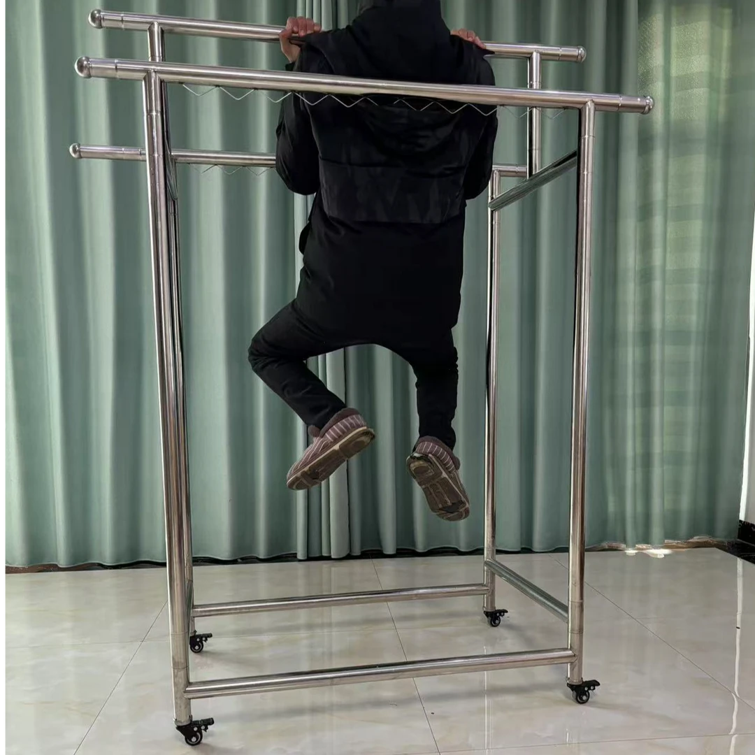 [室内室外通用款]三杆不锈钢折叠伸缩晾衣架家用晒衣服架子不锈钢