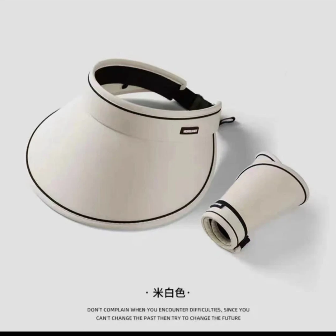 太阳帽一个遮阳帽布款可折叠檐骑车防紫外线空顶防晒帽颜色随机