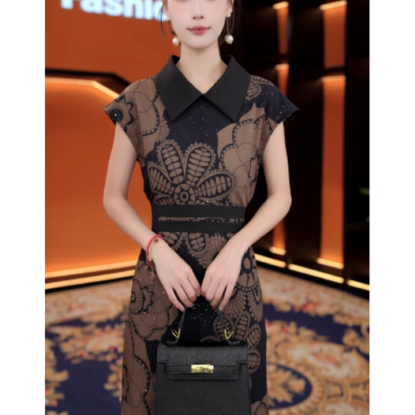 [送腰封]LYQ251333大口袋夏季新款时尚显瘦气质中长款连衣裙