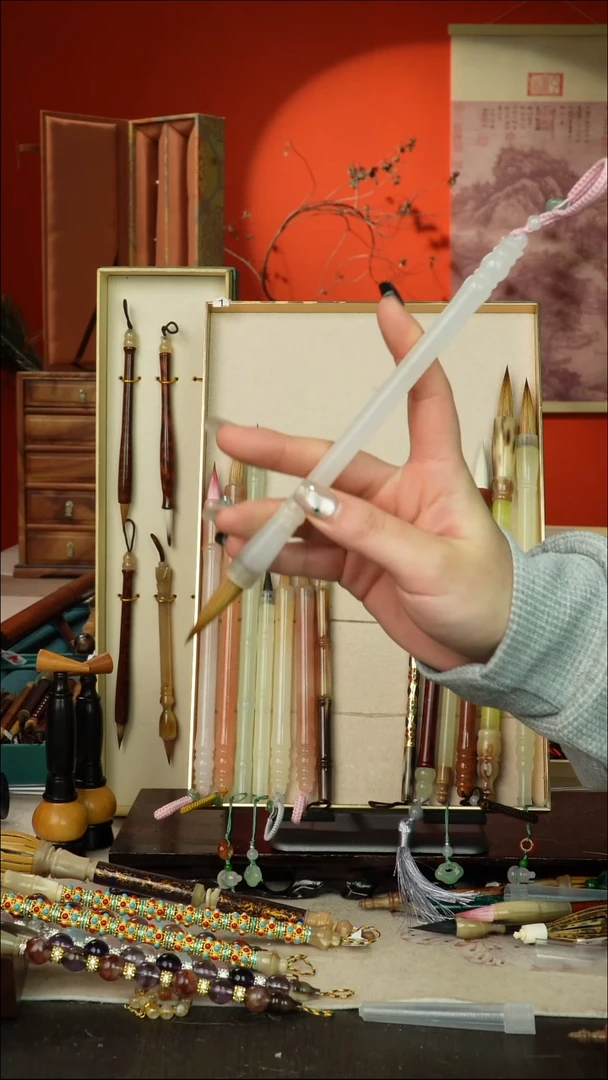 593号闪孤品高货毛笔链接 清水试笔 蘸墨不退