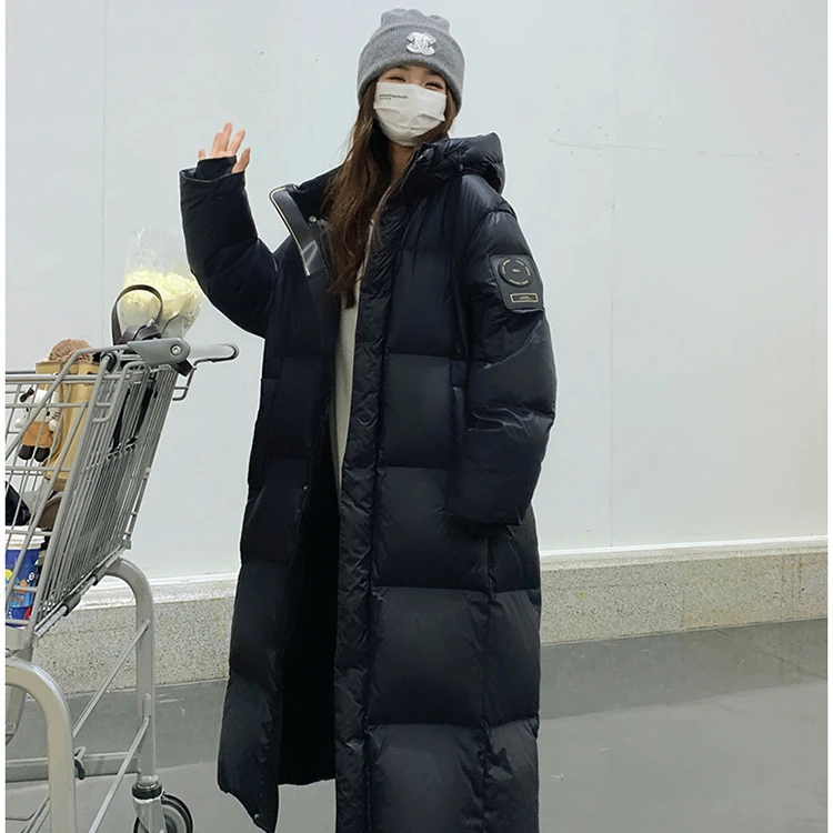 2025新款白鹅绒羽绒服连帽长款过膝加厚保暖外套蓄热背带男女同款