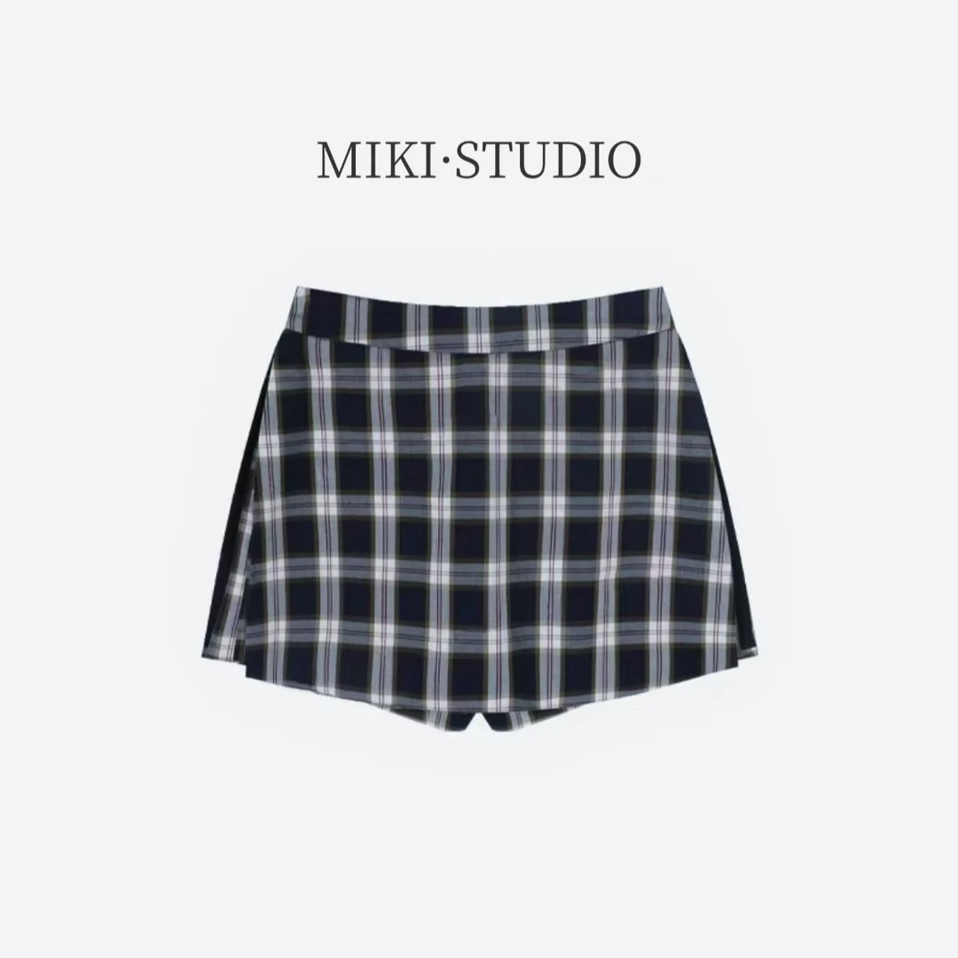 2025夏款显瘦气质短裙时尚格子洋气黑白设计裙裤百搭高腰裙子