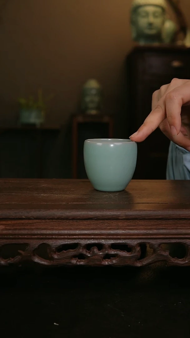 摆件仿古手工军绿缸杯