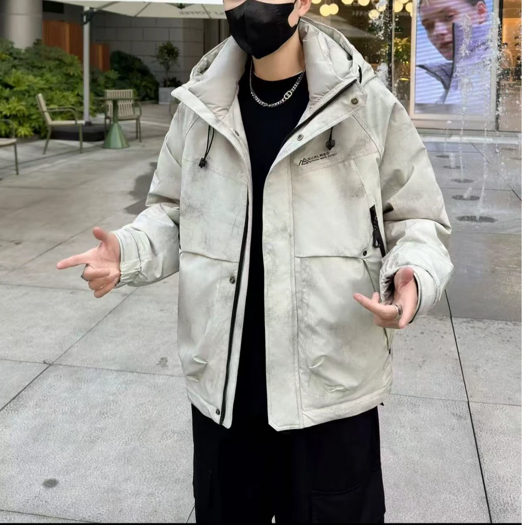 Y2813冬季加厚休闲时尚连帽加绒保暖男户外百搭