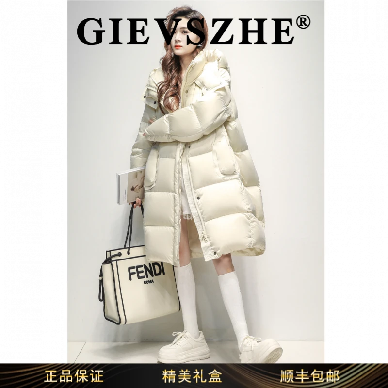 纪诗哲时尚百搭鹅绒服女中长款2025冬季新款高级感保暖加厚羽绒服