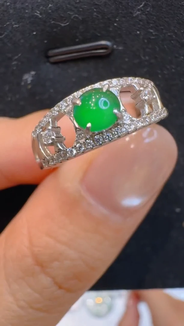 银S925镶嵌戒指翡翠多样性团购发一件