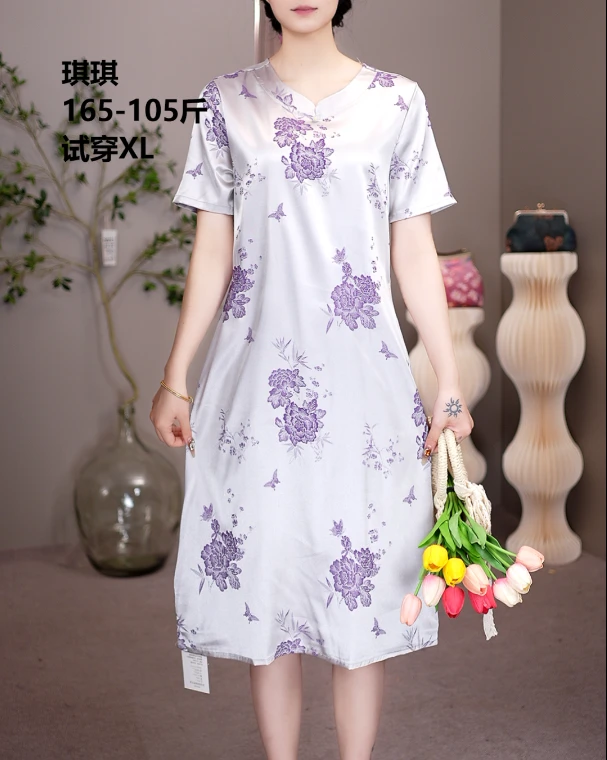 2016 花罗时尚直筒气质国风连衣裙