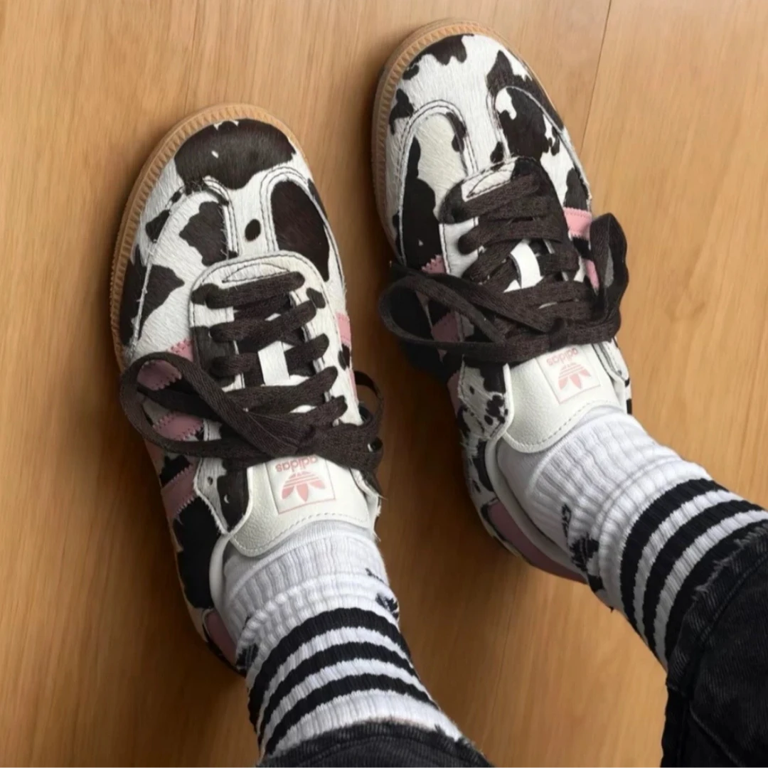 adidas /三叶草SAMBA OG W 经典奶牛纹印花德训鞋「T头鞋」KK2239