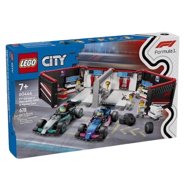 LEGO/乐高城市系列60444 F1车库与梅赛德斯-AMG和阿尔派赛车新款