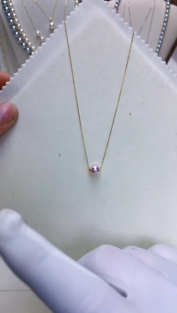 【闪购商品】海水珍珠商品18K金镶嵌7-8路路通不含金链