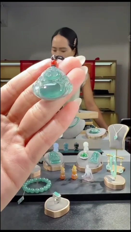 吊坠(不含链)银S925镶嵌翡翠佛公（多样性发其一）