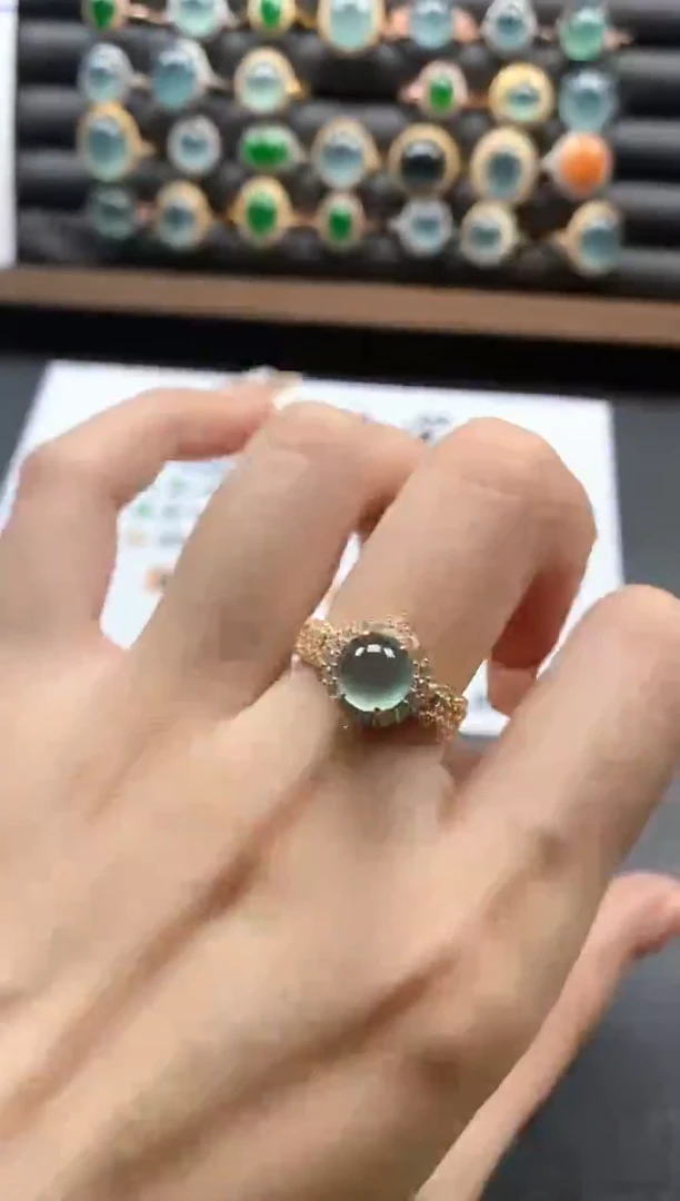 银S925镶嵌戒指翡翠5151-1