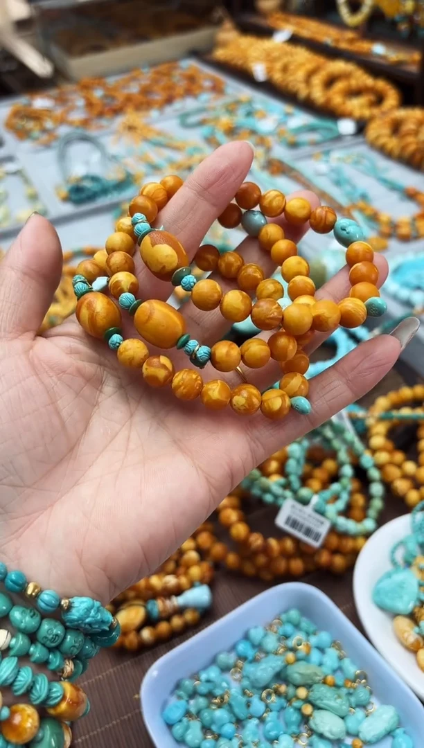 【闪购商品】琥珀裸石未镶嵌9mm蜜蜡枣珠DIY手链多样性发其中一件