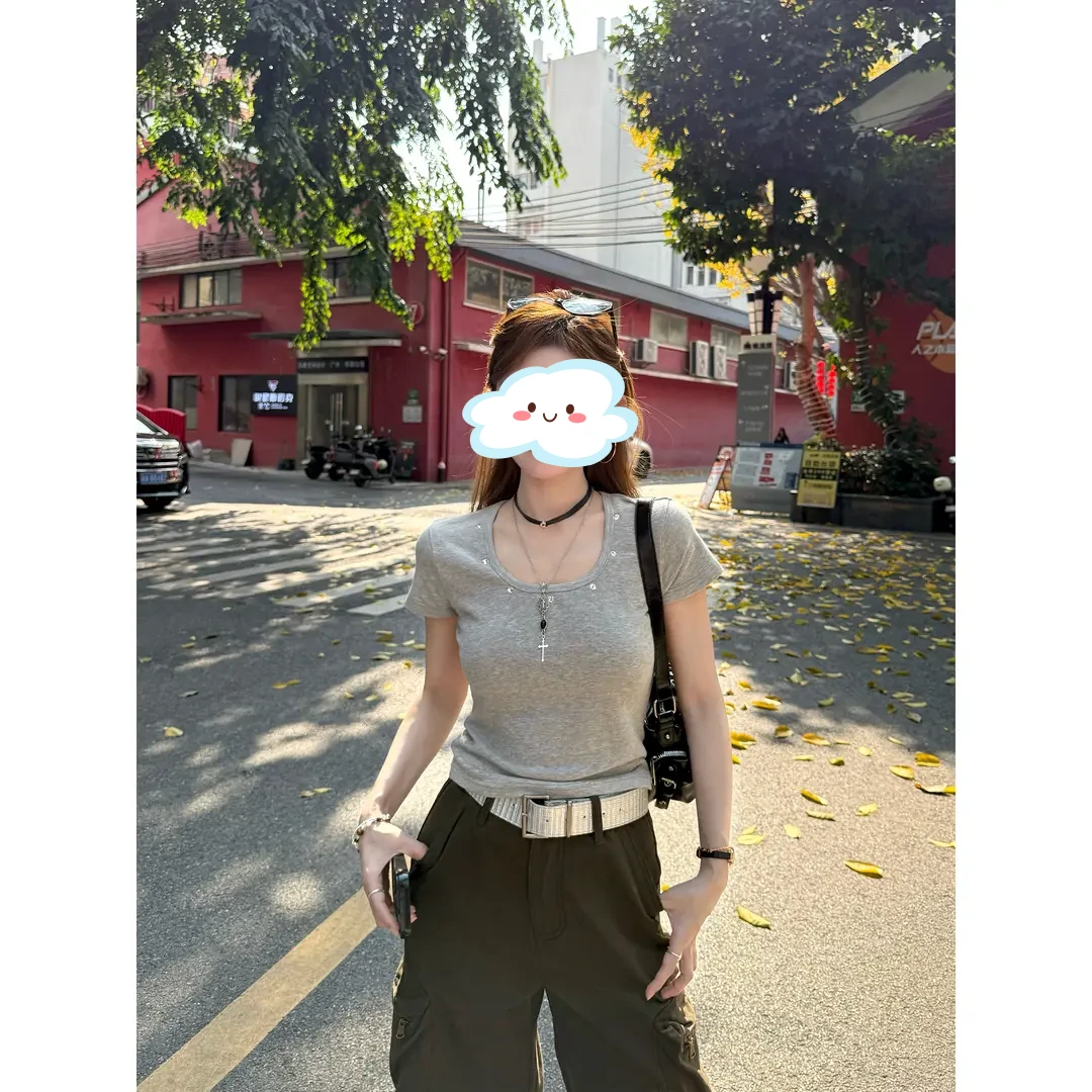 切糕自制【松弛具象】小个子春季短款百搭女时尚百搭短袖T恤