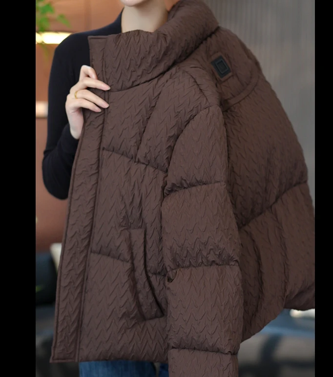 宽松休闲厚款纯色羽绒服2025冬季新款舒适百搭气质上衣