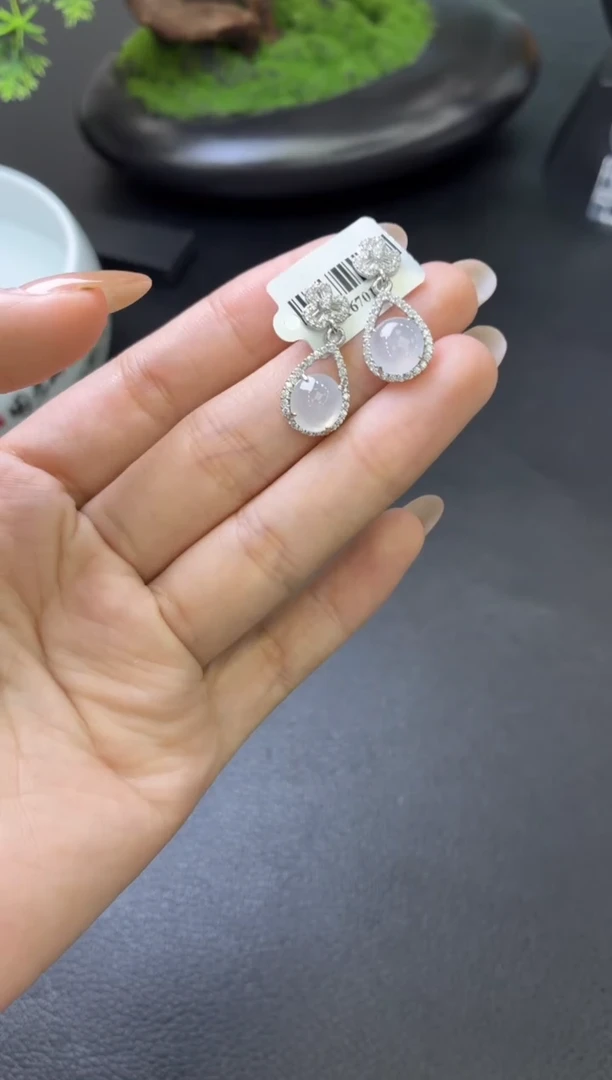 翡翠银S925镶嵌耳饰耳饰