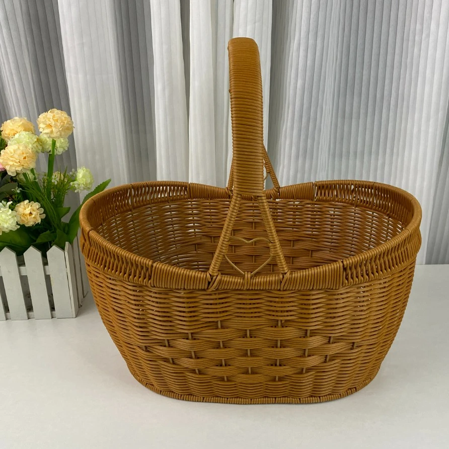 T10【热销爆款】大号元宝手提篮织筐织筐手工家用超市买菜藤大容量