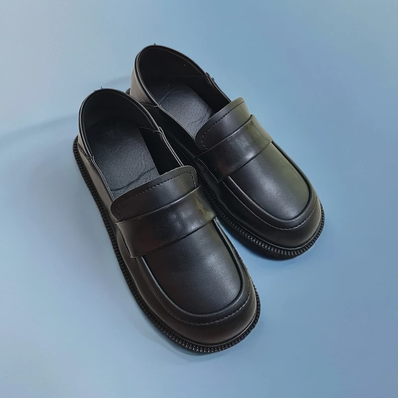 6602一脚蹬中跟圆头浅口平跟乐福鞋春季女鞋甜辣千金风