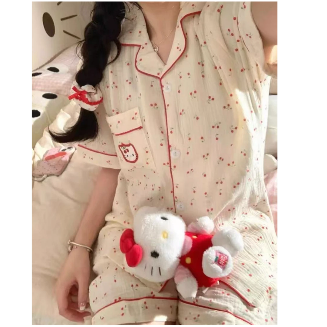 B815米樱桃开扣双短家居套装