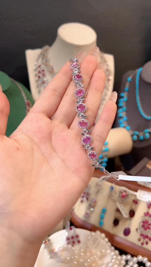 手链蓝宝石银S925镶嵌手链