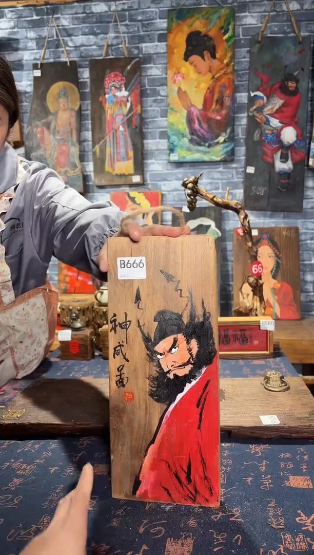 风化老门板丙烯画
