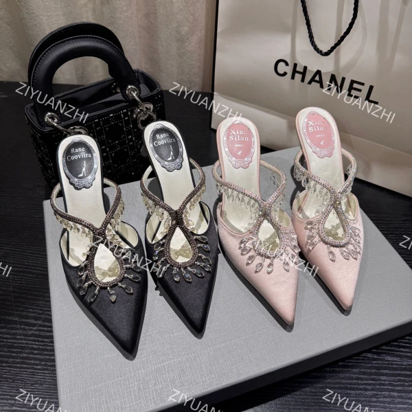 【Stanilunraut】水晶流苏灯高跟鞋女2025法式仙女气质单鞋水钻凉鞋