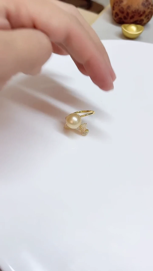 银S925镶嵌戒圈海水珍珠11mm