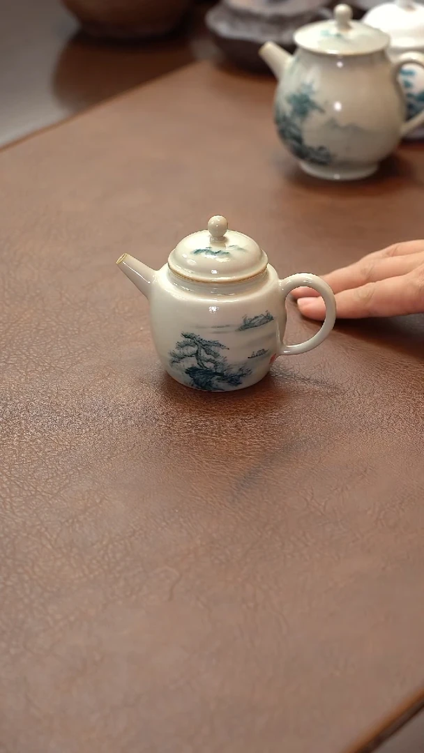 瓷片柴烧小文壶-山水