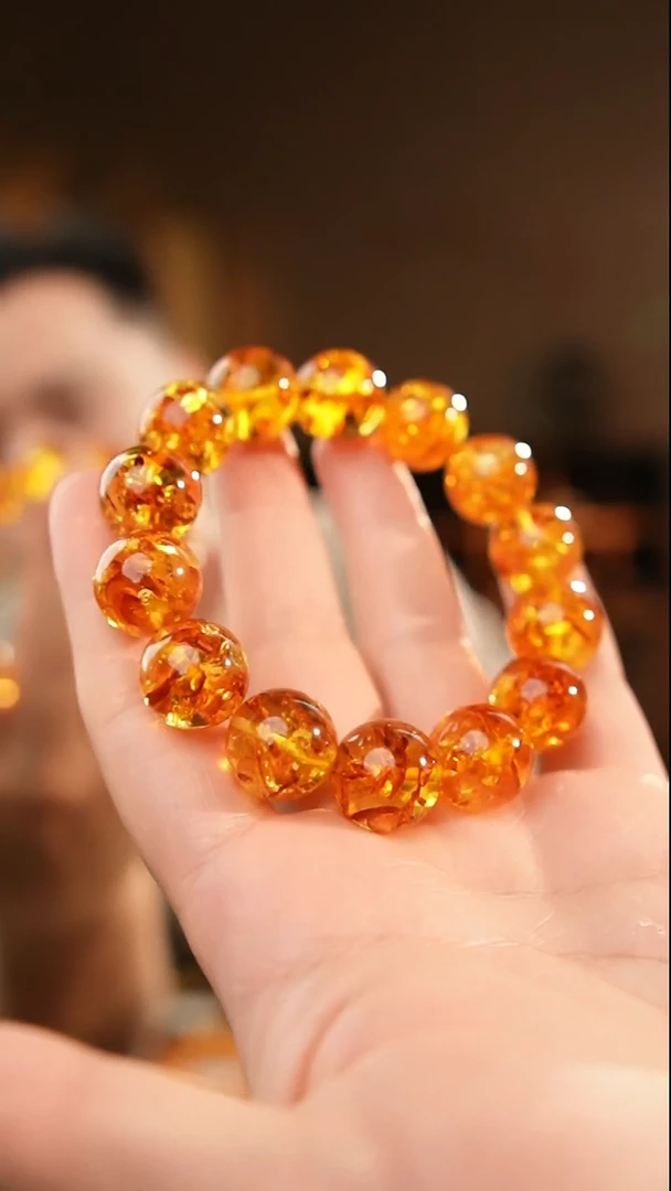 琥珀颈饰未镶嵌15+花珀手串