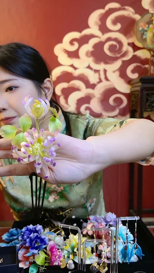 刺绣非遗纯手工绒花