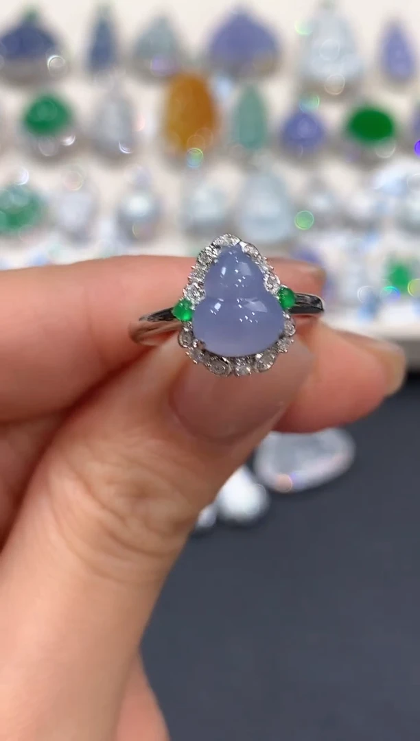 18K金镶嵌戒指翡翠a132多样性一件发货紫货有色差