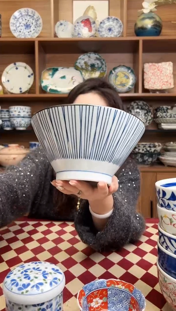 【闪购商品】瓷片千筋18cm斗笠面碗