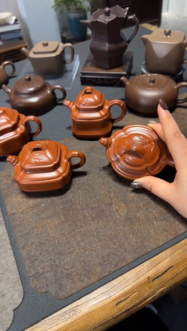 【闪购商品】紫砂茶壶腰圆海棠双线竹鼓