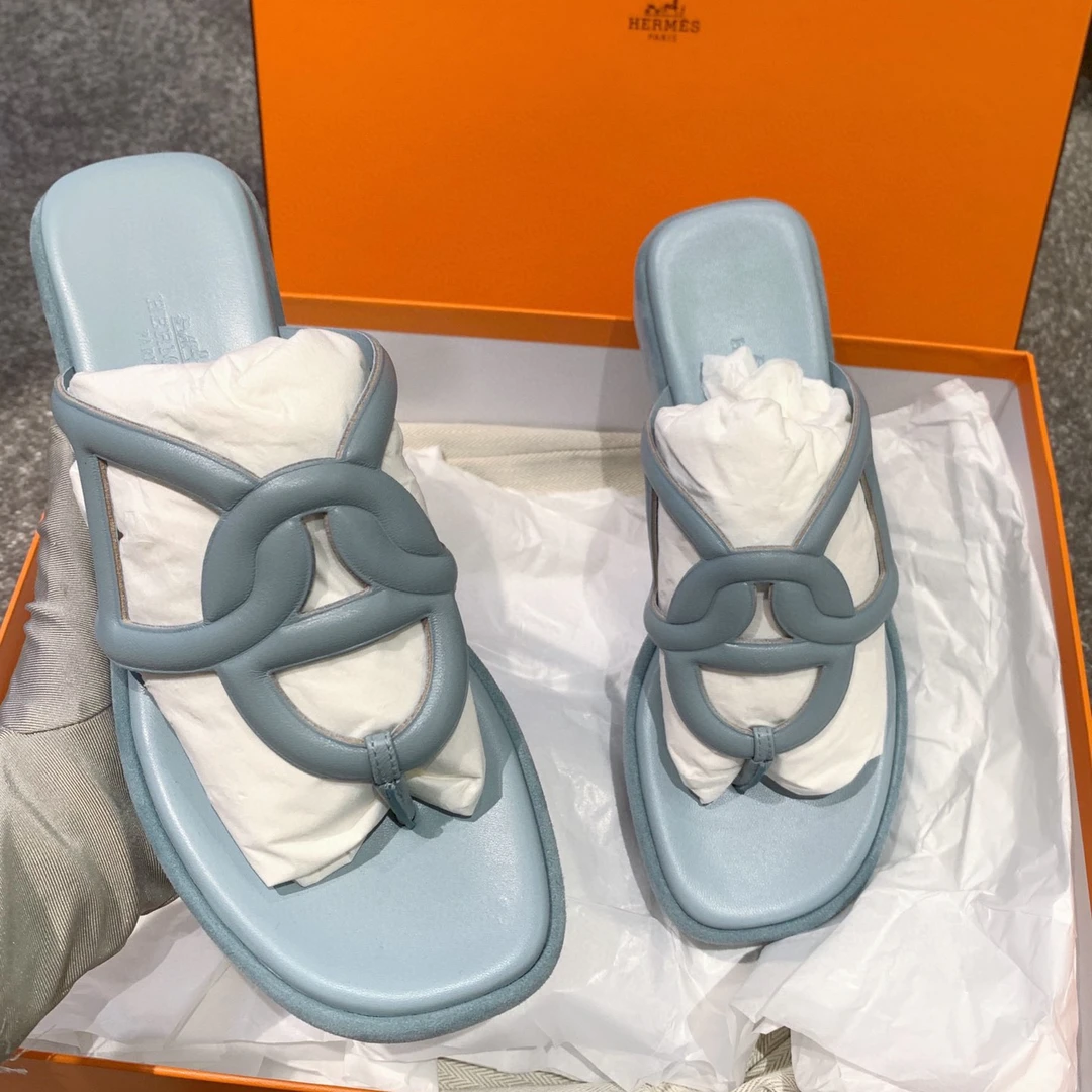 全新未使用 Hermes/爱马仕 猪鼻子夹子鞋/鞋码38/000