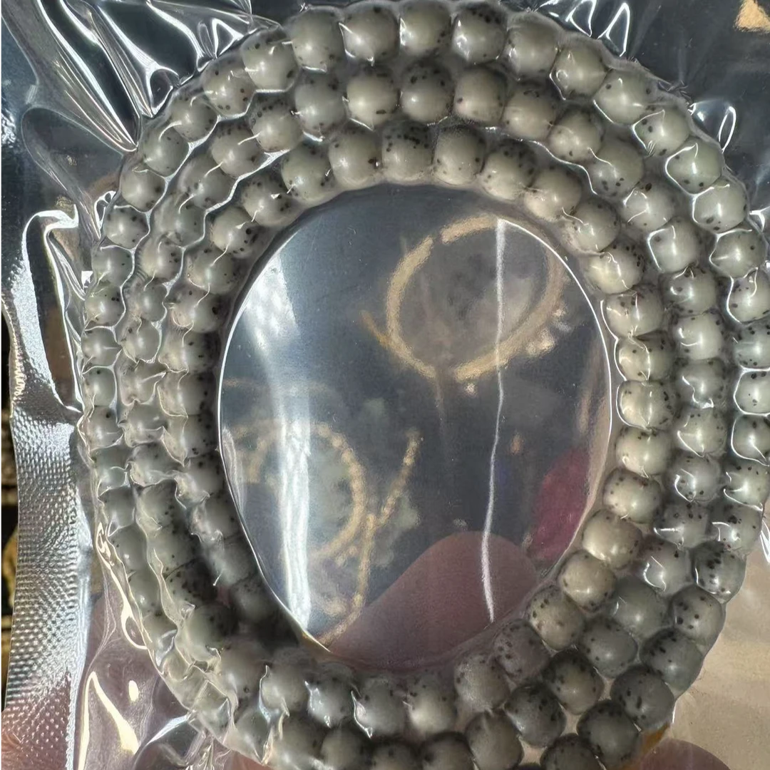 星月菩提6*5石玉料大留白长串原生态