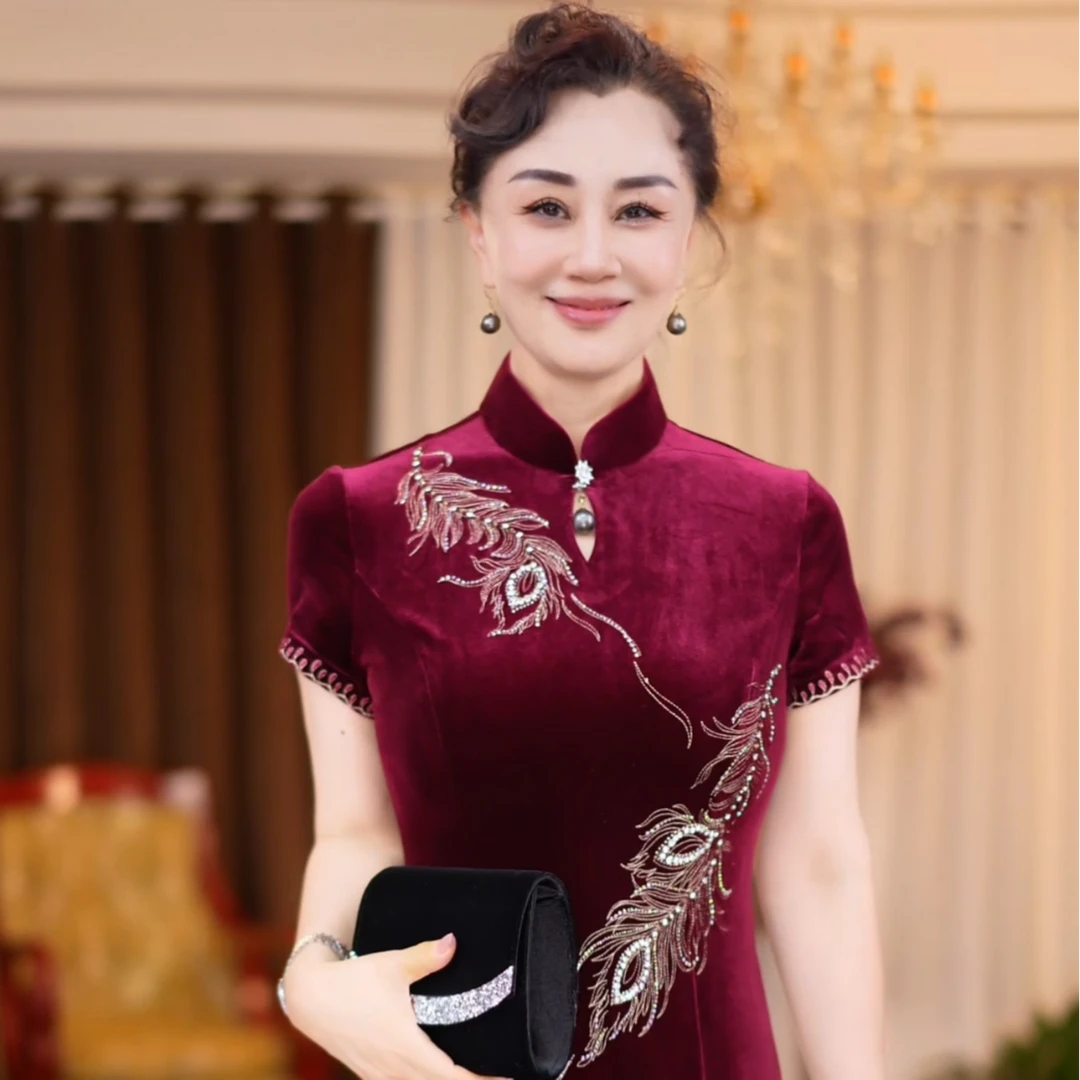 【燕子】雀翎-66931新中式国风古韵旗袍高贵中国风显瘦修身鱼尾裙