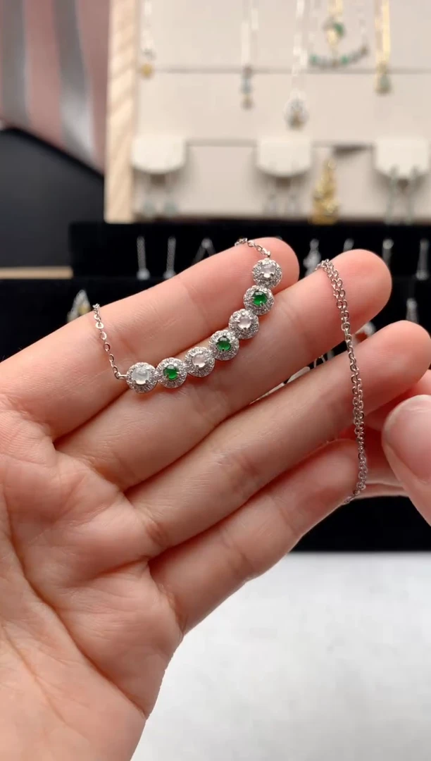 【闪购商品】翡翠项链银S925镶嵌1号