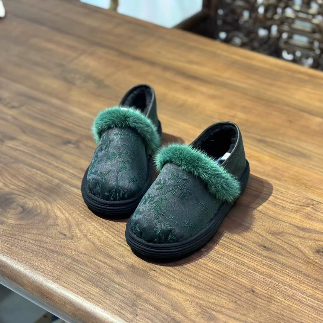 柳芽花纹乐福鞋 手工千层底冬季保暖