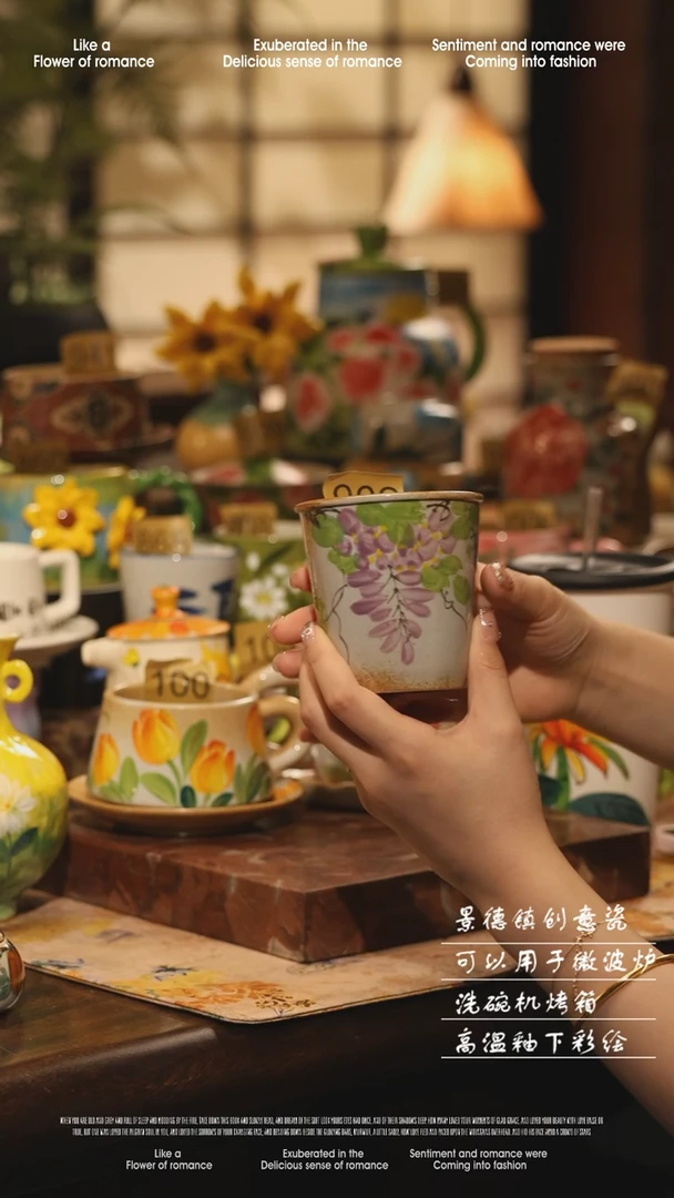 陶瓷景德镇高温手绘釉下彩设计师款式