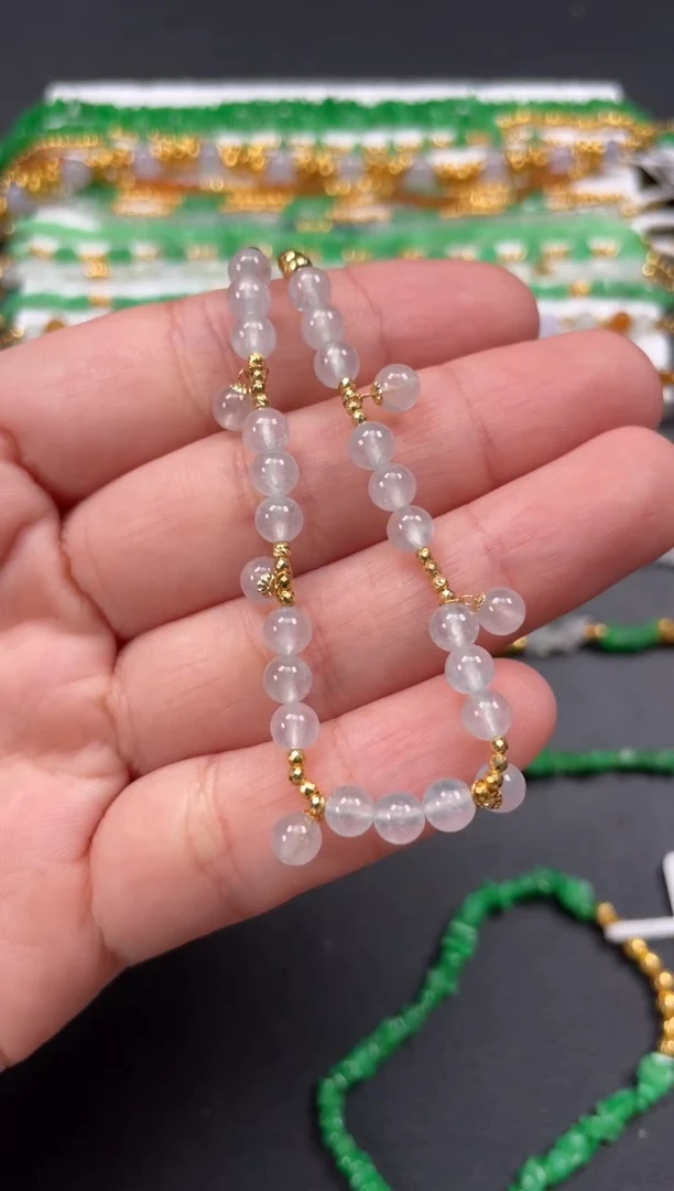 套链18K金镶嵌翡翠多样性  发货一条   P231