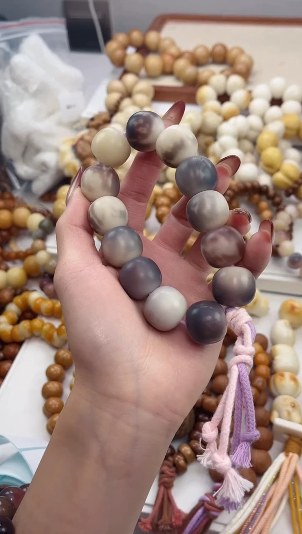 手串菩提根/象牙果紫美人干磨桶珠17*18mm手持瑕疵不补随机