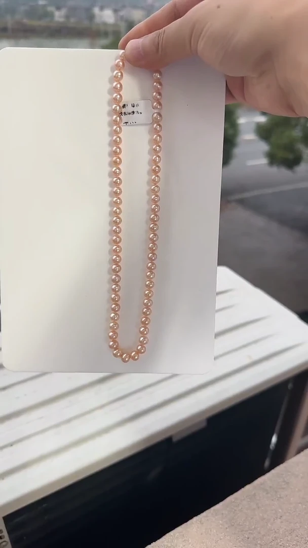 颈饰银S925镶嵌淡水珍珠7-8mm珍珠项链