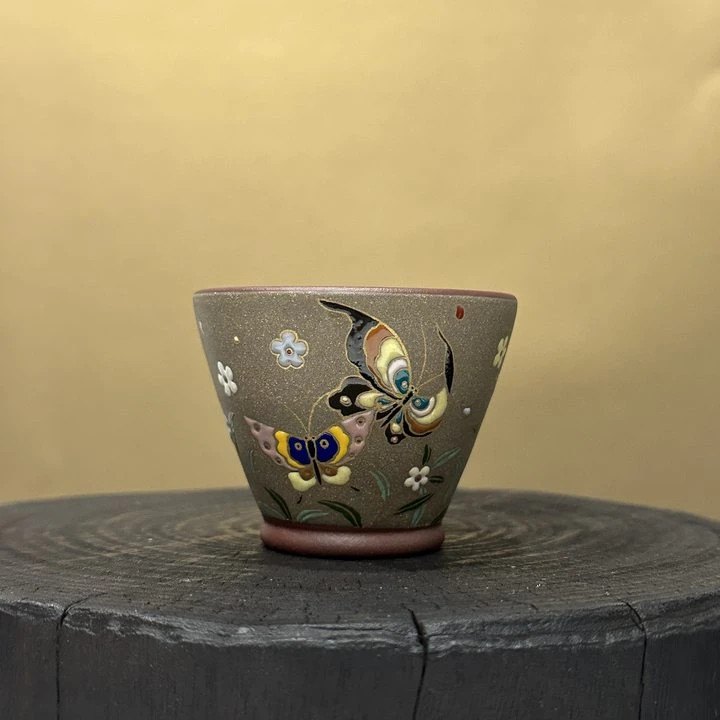 【古月壶来】HD160重工珐琅”翩翩蝴蝶“主人杯