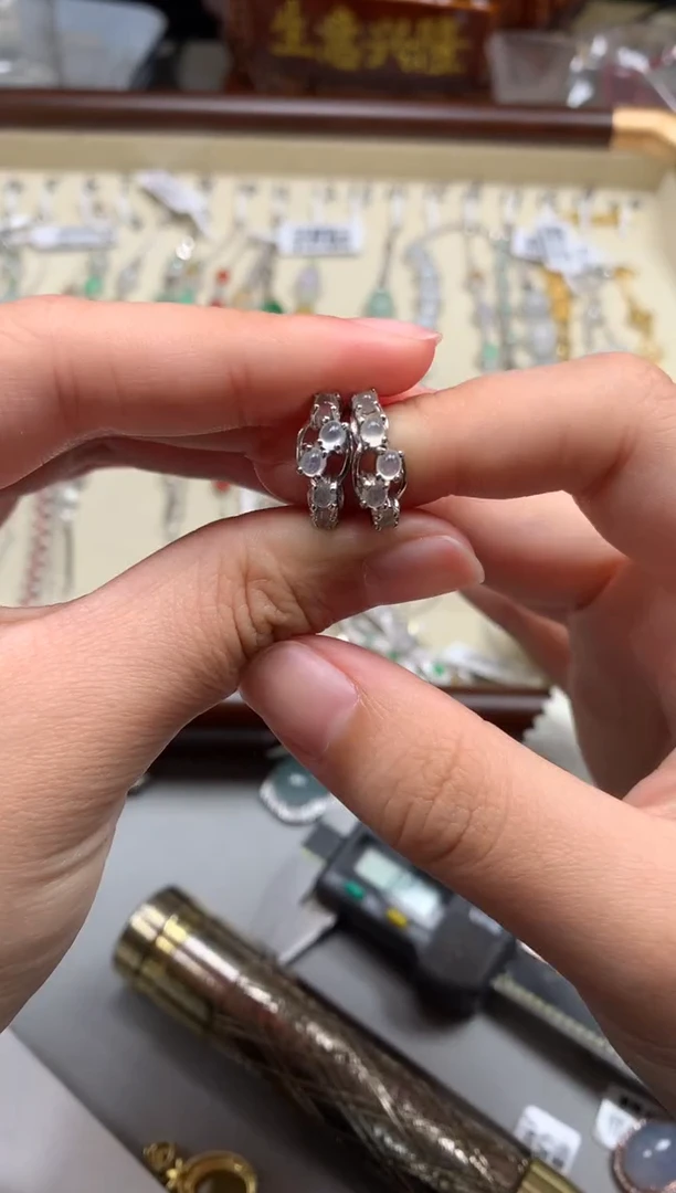 银S925镶嵌戒指翡翠耳饰17