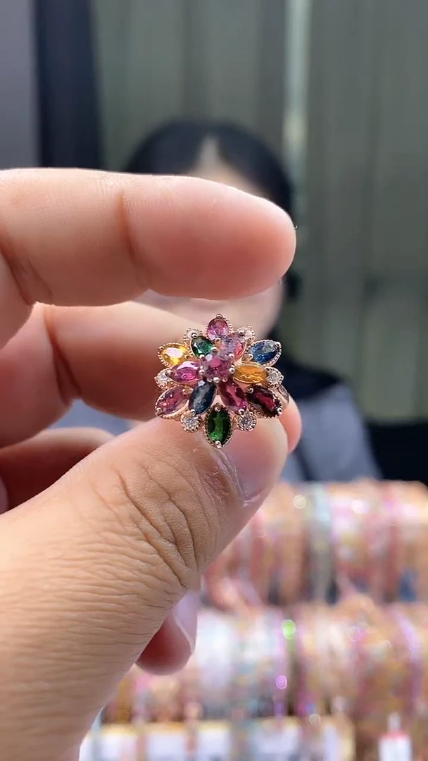 【闪购商品】碧玺戒指银S925镶嵌3544354354354