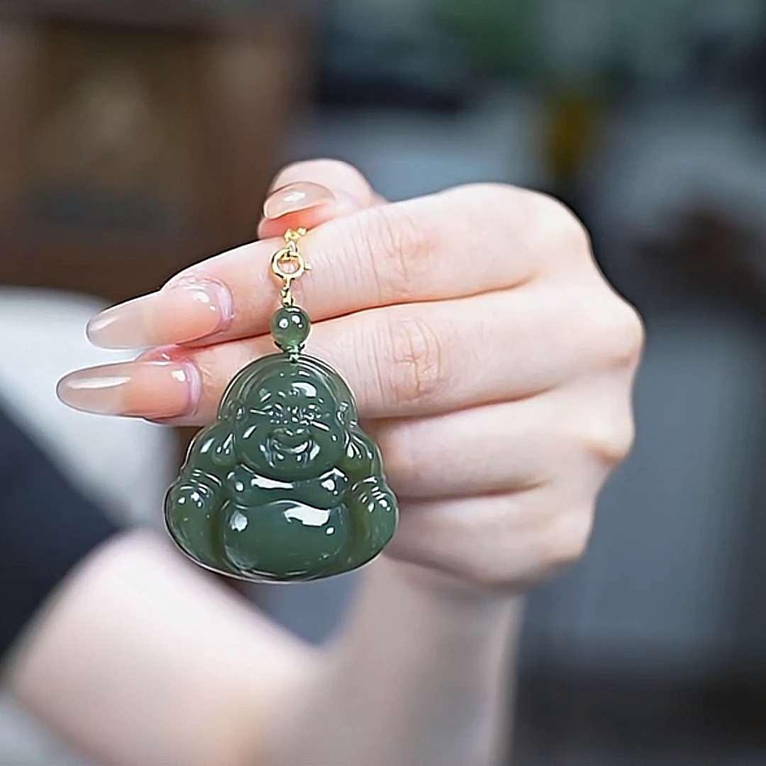 【云集珠宝】新疆和田玉佛公约卡35*35*10mm多样性发一07