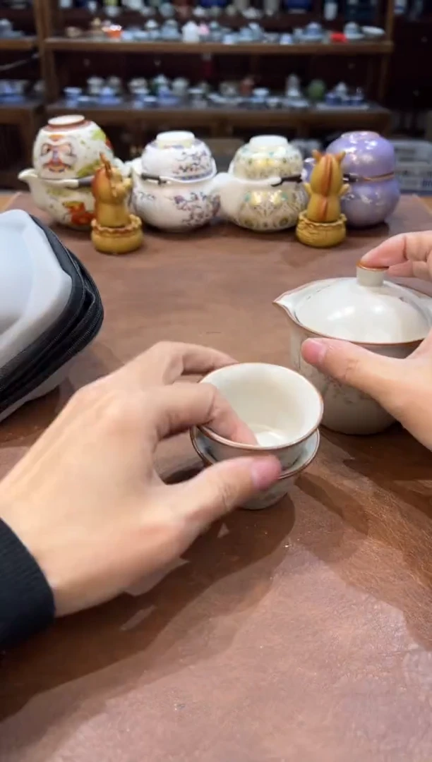真的很便宜超好看会开片的旅行茶具