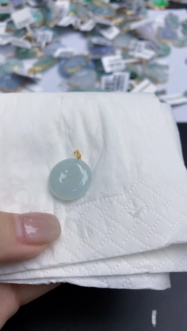 【闪购商品】翡翠颈饰18K金镶嵌天然缅甸翡翠A货